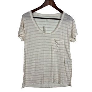 NWT Madewell Anthem Short Sleeve Pink Striped Pocket T-Shirt Women's Small